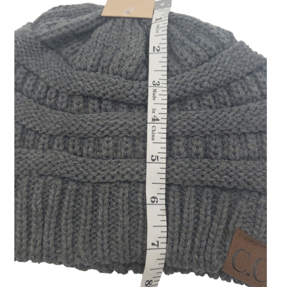 C.C. Classic Knit Beanie NWT One Size Dark Gray - Picture 5 of 7